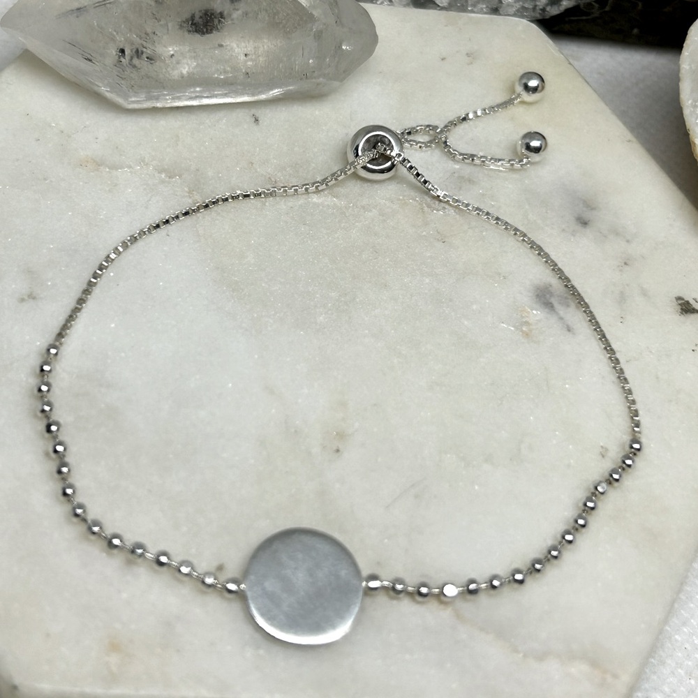 Silver Signet Beaded Ball Bolo Bracelet 925